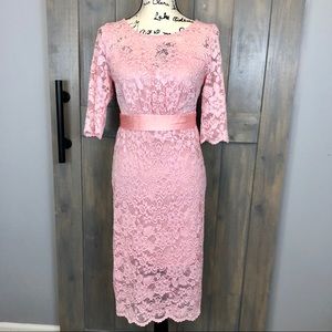 🎉HP🎉 Pink Lace Midi Maternity Baby Shower Dress